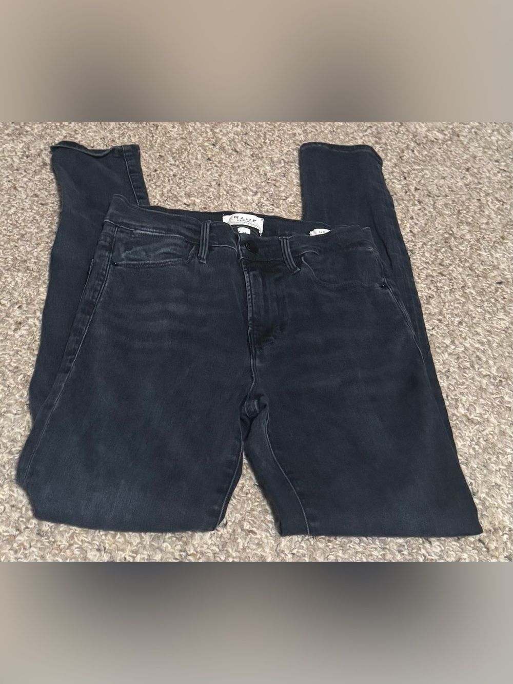 Frame Le High Skinny Jeans Womens 26 Black Denim Cotton Stretch Mid Rise 26x28